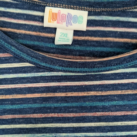 LuLaRoe Maurine Dress in Blue Stripe - Picture 3 of 3